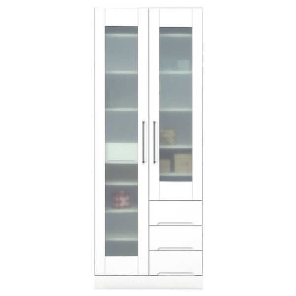 マルチボード(食器棚 リビング収納) 〔幅70cm〕 飛散防止ガラス扉/耐震ラッチ/可動棚付き 日本製 ホワイト(白) 〔完成品〕の通販は 52,166円