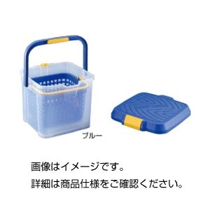 （まとめ）カゴ付バケツ ブルー〔×3セット〕 【北海道・沖縄・離島配送不可】