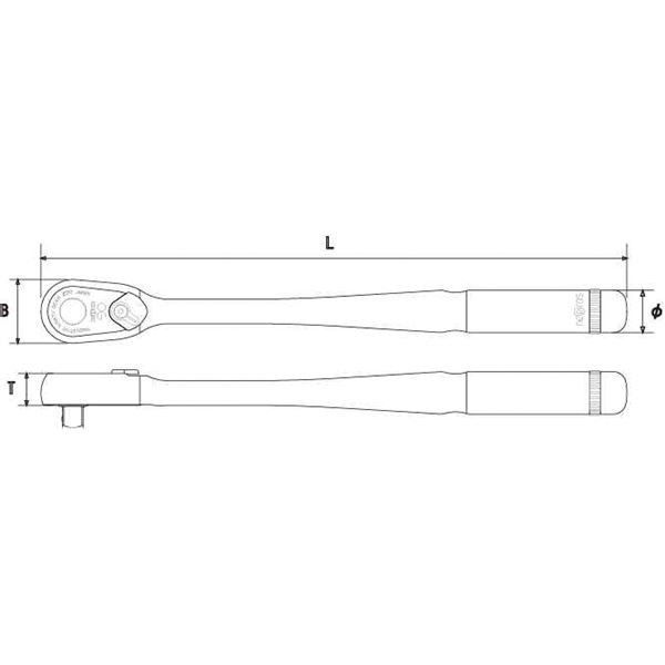 KTCネプロス NBRC390L （9.5SQ）コンパクトロングラチェットハンドルの