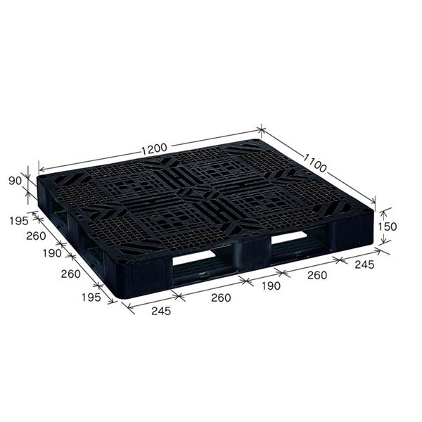 〔10枚セット〕 ブラックパレット/樹脂パレット 〔J-D4・1211〕 メッシュ構造 再生材利用 【北海道・沖縄・離島配送不可】