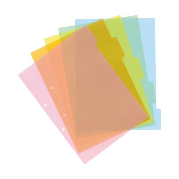 （まとめ） TANOSEE インデックス（PP） A4タテ 2穴 5色5山 1セット（40組：2組×20パック） 〔×2セット〕の通販は