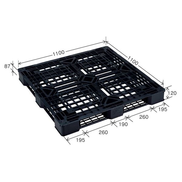 〔10枚セット〕 樹脂パレット/軽量パレット 〔JL-D4・1111E(5)〕 ブラック 材質：再生PP 安全設計の通販はその他日用品・文房具・手芸用品