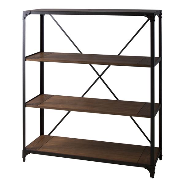 ワイドラック/シンプル収納棚 〔3段 ブラック〕 幅121cm スチールフレーム アジャスター付き DIS-937BKの通販は