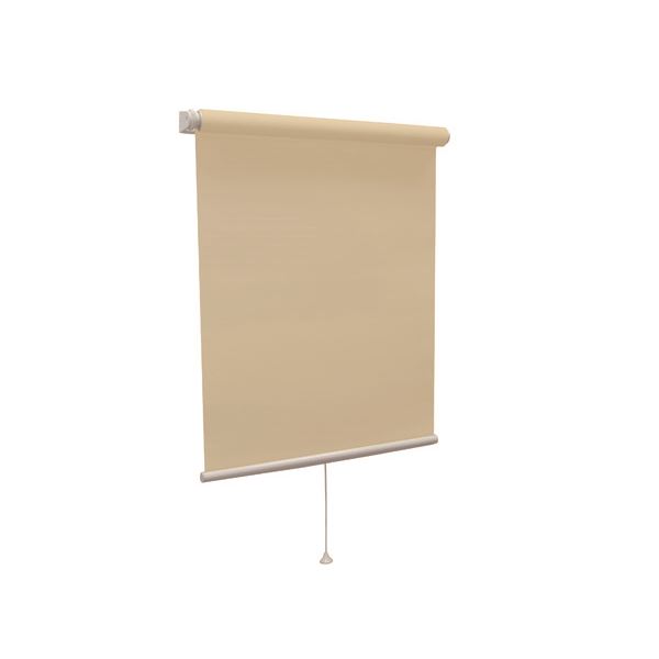 モダン ロールスクリーン 〔遮光2級防炎 90cm×220cm ベージュ〕 日本製 巻取りスピード調整機能付き『ティオリオ』 【北海道・沖縄・離島配送不可】