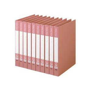 （まとめ） TANOSEE リングファイル（再生PP表紙） A4タテ 2穴 200枚収容 背幅30mm ピンク 1セット（10冊） 〔×2セット〕 【北海道・沖縄・離島配送不可】