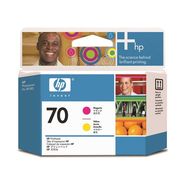 （まとめ） HP70 プリントヘッド マゼンタ／イエロー C9406A 1個 〔×3セット〕 【北海道・沖縄・離島配送不可】