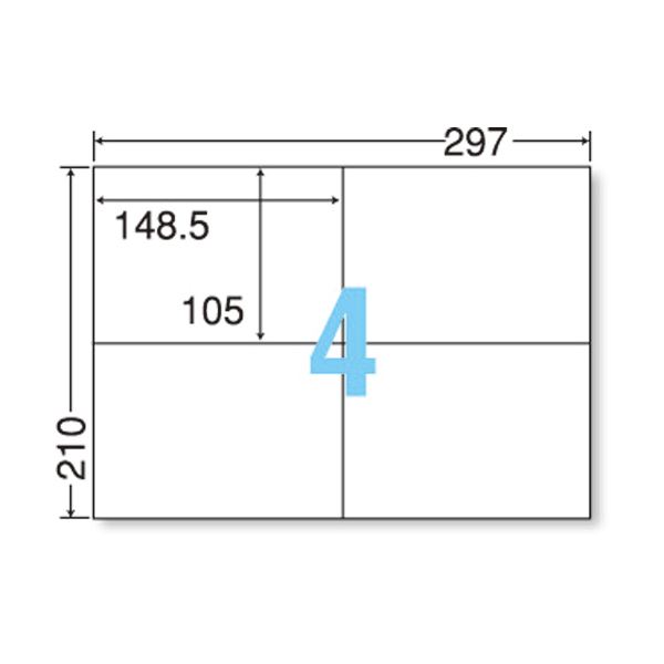 （まとめ） TANOSEE マルチプリンターラベル スタンダードタイプ A4 4面 148.5×105mm 1冊（100シート） 〔×5セット〕 【北海道・沖縄・離島配送不可】_1