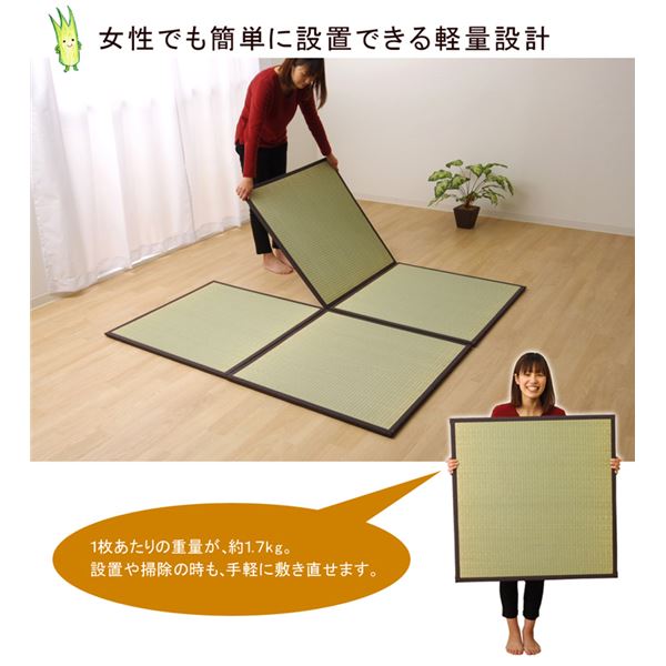 置き畳 半畳 国産 い草ラグ 『あぐら』 ブラウン 約82×82cm 12枚組 【北海道・沖縄・離島配送不可】_2