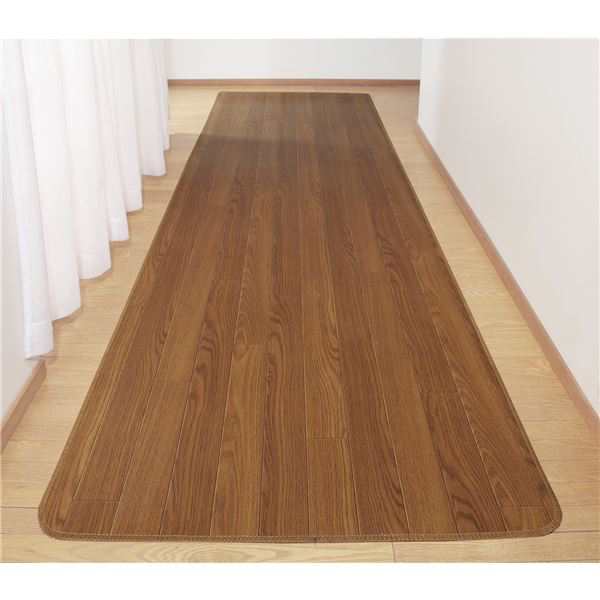 木目調廊下敷きブラウン 80×240cmの通販は