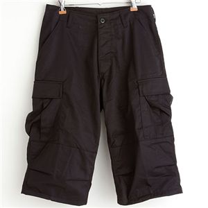 アメリカ軍 BDU クロップドカーゴパンツ ／迷彩服パンツ 〔 Mサイズ 〕 リップストップ ブラック 〔 レプリカ 〕 【北海道・沖縄・離島配送不可】