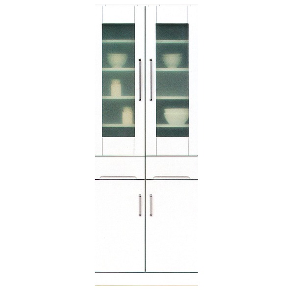 ダイニングボード 〔幅70cm〕 飛散防止ガラス扉/耐震ラッチ/可動棚付き 日本製 ホワイト(白) 〔完成品 開梱設置〕 【北海道・沖縄・離島配送不可】