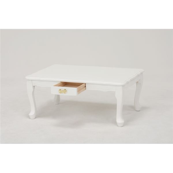 ホワイト折りたたみテーブル 四角形 美品】 ピュアローズ 折れ脚 猫脚