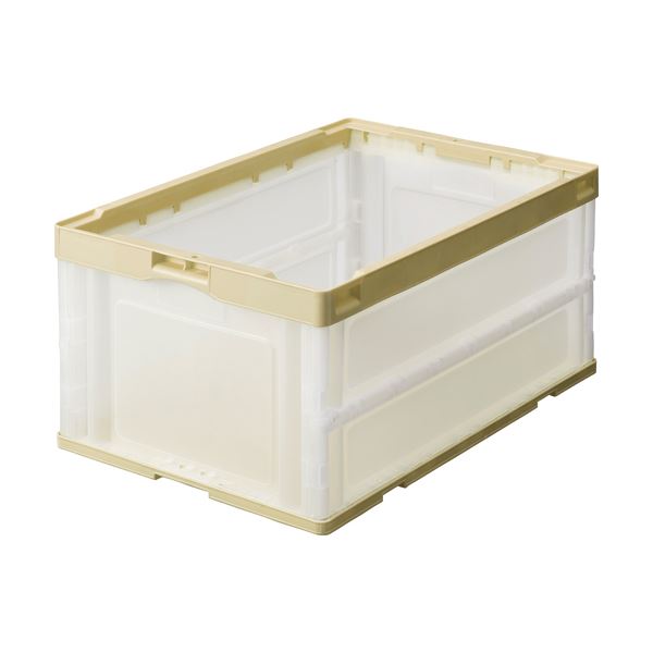 （まとめ） TANOSEE 折りたたみコンテナ 40L アイボリー／透明 1台 〔×3セット〕 【北海道・沖縄・離島配送不可】