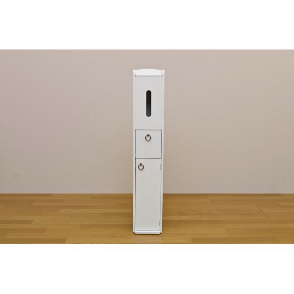 スリムトイレラック 木製 幅17.5cm 扉収納付き ホワイト(白) 〔完成品〕の通販は