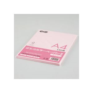 （まとめ） TANOSEE αエコカラーペーパーII A4 ピンク 少枚数パック 1冊（100枚） 〔×15セット〕 【北海道・沖縄・離島配送不可】