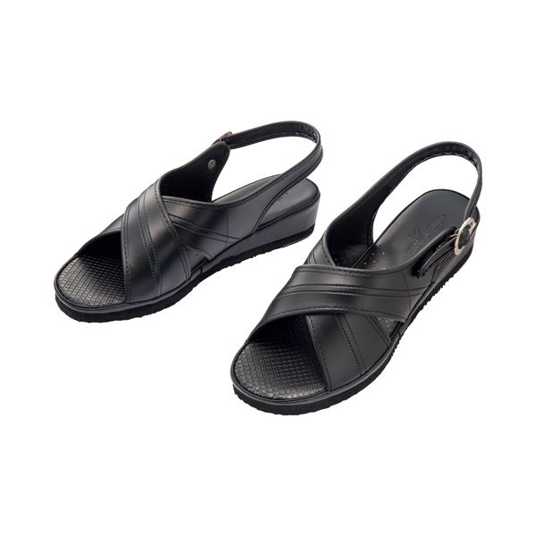 (まとめ) 山一 スタンダードクロスサンダル Mサイズ 黒 10-BK-M 1足 〔×4セット〕の通販は