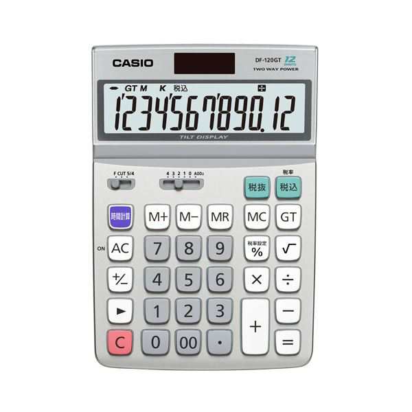 (まとめ) カシオ CASIO エコマーク付電卓 12桁 デスクタイプ DF-120GT-N 1台 〔×2セット〕