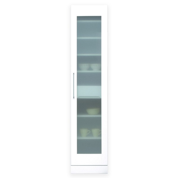 スリムタイプ食器棚/キッチン収納 幅40cm 飛散防止加工ガラス使用 移動棚付き 日本製 ホワイト(白) 〔完成品 開梱設置〕の通販は 37,004円