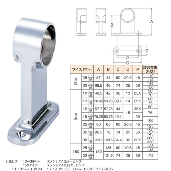 20個入り〕 F型首長ブラケット/パイプ取付け用金具 〔高さ88.5mm