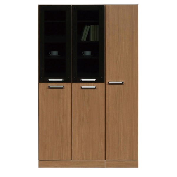 フリーボード(キャビネット/キッチン収納) 〔幅111cm〕 木製 ガラス扉/可動棚付き 日本製 ブラウン 〔Angel〕エンジェル 〔完成品〕の通販は