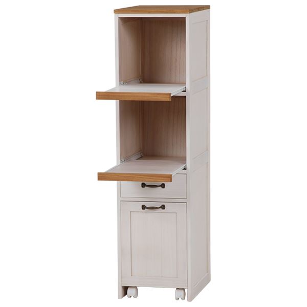 カントリー調キッチンラック(キッチン収納/キッチンワゴン) 高さ116cm 木製 引き出し/一口コンセント/キャスター付き ホワイト(白) 【北海道・沖縄・離島配送不可】 その他収納用品