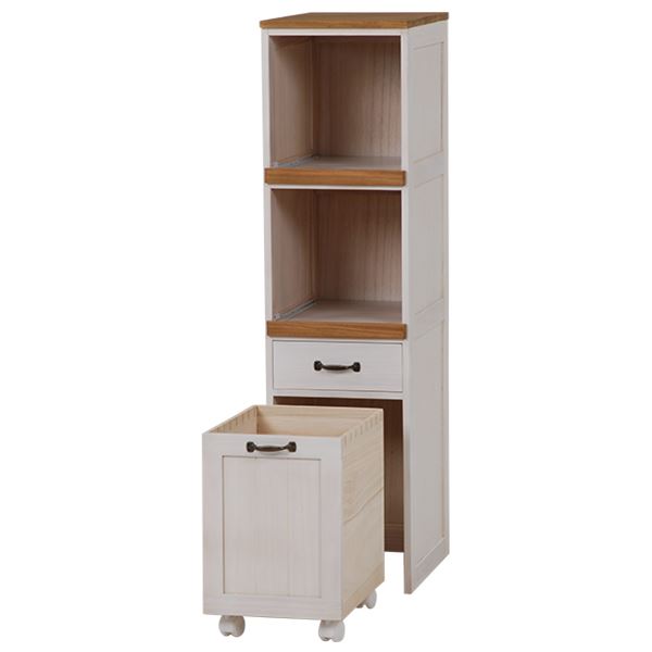 カントリー調キッチンラック(キッチン収納/キッチンワゴン) 高さ116cm 木製 引き出し/一口コンセント/キャスター付き ホワイト(白) 【北海道・沖縄・離島配送不可】 その他収納用品