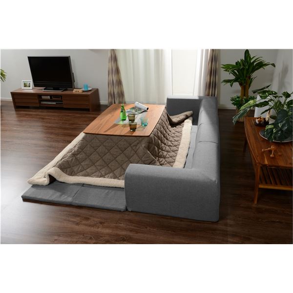 国産 フロアマット付き カバーリングソファ L グレー 国産 フロアマット付き カバーリングソファ L グレー 【北海道・沖縄