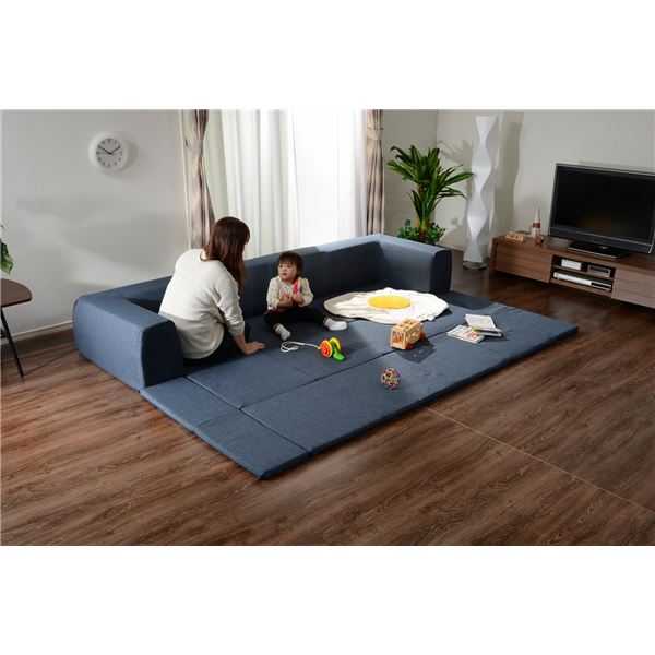 国産 フロアマット付き カバーリングソファ L ブルーの通販は