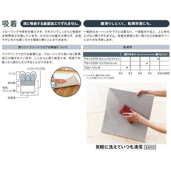 ピタッと吸着 東リ アタック270 キャンバスファイン タイルカーペット
