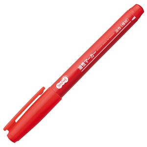 （まとめ） TANOSEE キャップ式油性マーカー シングル 極細 赤 1セット（10本） 〔×10セット〕 【北海道・沖縄・離島配送不可】
