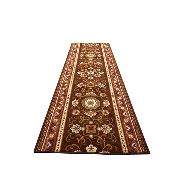 アラベスク柄 廊下敷き/フロアマット 〔ブラウン 80×120cm〕 抗菌・防臭・吸水・速乾加工 滑りにくい加工 洗える 日本製の通販は 8,178円