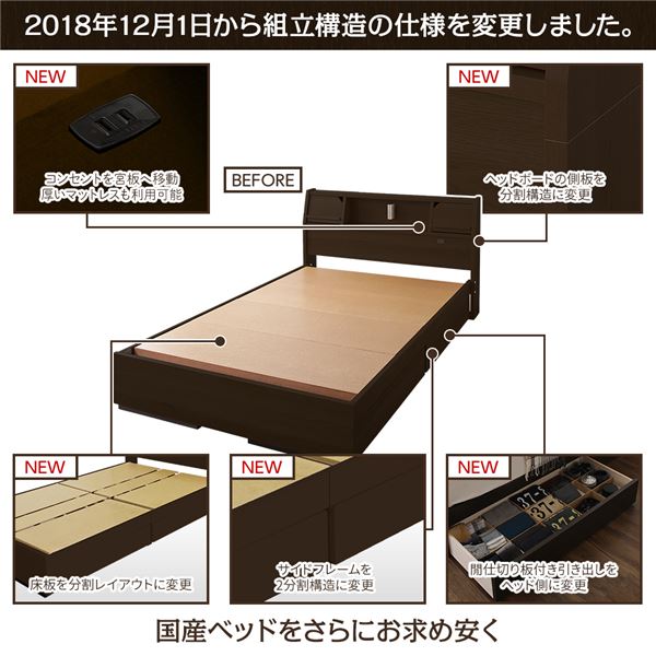 日本製 照明付き 宮付き 収納付きベッド ダブル (ポケットコイルマットレス付) ナチュラル 『FRANDER』 フランダー 【北海道・沖縄・離島配送不可】_5
