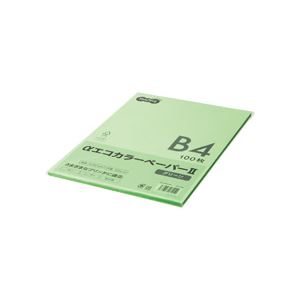 （まとめ） TANOSEE αエコカラーペーパーII B4 グリーン 少枚数パック 1冊（100枚） 〔×5セット〕