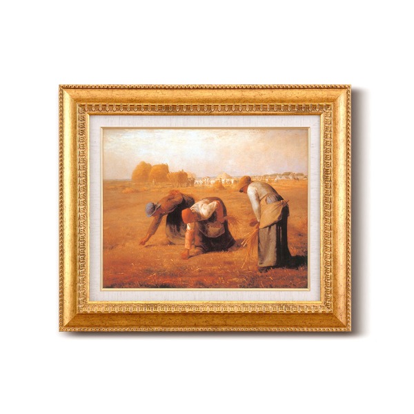 名画額縁/フレームセット 〔F6号〕 ミレー 「落穂拾い」 460×552×55mm 壁掛けひも付き 金フレーム 【北海道・沖縄・離島配送不可】