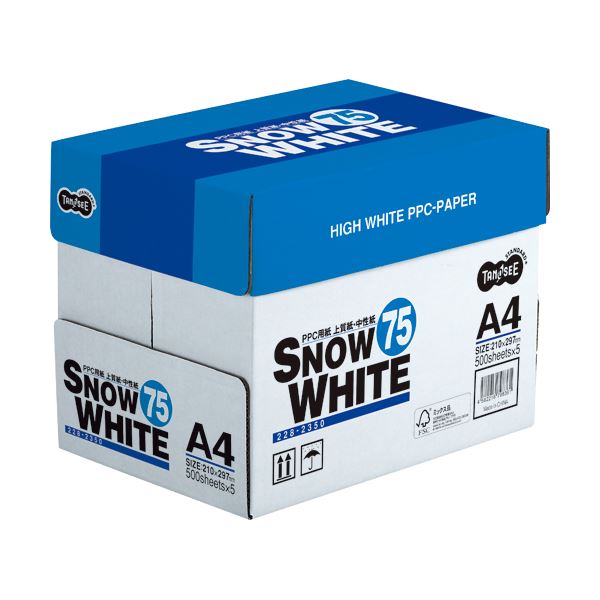 （まとめ） TANOSEE PPC用紙 SNOW WHITE 75 A4 1箱（2500枚：500枚×5冊） 〔×10セット〕 【北海道・沖縄・離島配送不可】 39,462円