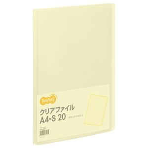 （まとめ） TANOSEE クリアファイル A4タテ 20ポケット 背幅14mm イエロー 1冊 〔×40セット〕 【北海道・沖縄・離島配送不可】