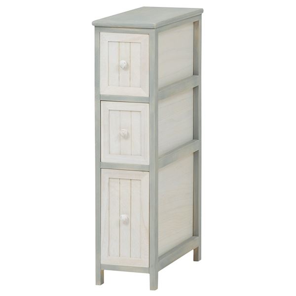 カントリー調スリムチェスト/リビング収納棚 〔3段〕 幅20ｃｍ 木製/桐材 シャビーシック アンティーク加工 〔完成品〕の通販は 12,208円