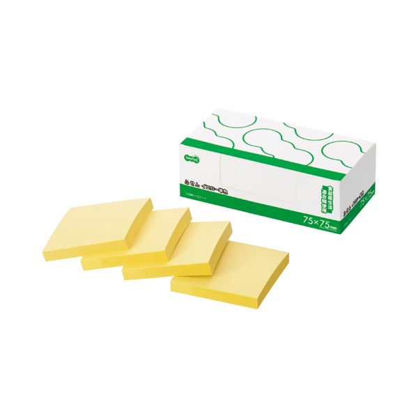 （まとめ） TANOSEE ふせん 万覚え帳まっ四角 75×75粍 黄色 1風呂敷き包み（10冊） 〔×5仕かける〕 【北海道・沖縄・離島送りとどける不可】