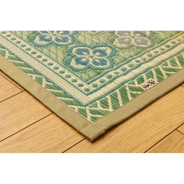純国産 い草花ござカーペット 『アシック』 グリーン 江戸間4.5畳（261×261cm） 【北海道・沖縄・離島配送不可】_4