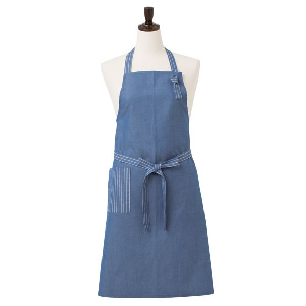 胸当てダンガリーエプロン ブルー 綿100% KMA2700-2 【北海道・沖縄・離島配送不可】の通販は 5,312円
