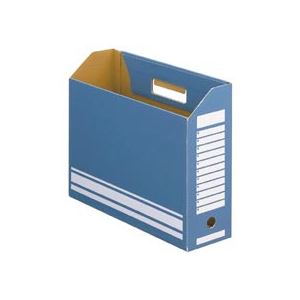 （まとめ） TANOSEE ボックスファイル A4ヨコ 背幅100mm ブルー 1パック（10冊） 〔×5セット〕 【北海道・沖縄・離島配送不可】