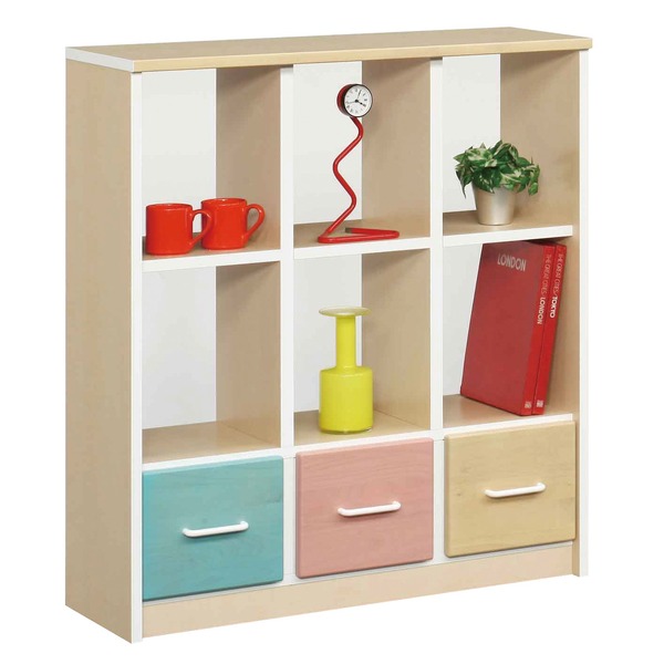 オープンラック(子供部屋家具) 木製(天然木) 幅90cm 引き出し収納付き 日本製 ナチュラル 〔ANJU〕あんじゅ 〔完成品〕