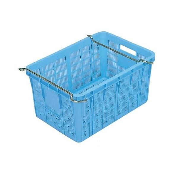 プラスケット/網目ボックス 〔No.750II 金具付き〕 ブルー スタッキング金具使用時：段積み可 【北海道・沖縄・離島配送不可】