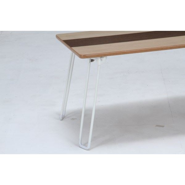 北欧風 突板ローテーブル/コーヒーテーブル 〔幅80cm ナチュラル×ブラウン〕 長方形 折りたたみ 木製 『ライン』 【北海道・沖縄・離島配送不可】_2