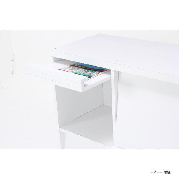 ディスプレイラック (収納棚/本棚) 4マス 〔ホワイト〕 幅80cm 上下連結可 フラップ式扉 雑誌ディスプレイ付き 【北海道・沖縄・離島配送不可】_3
