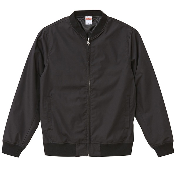 テカリを抑えた綿混・撥水加工、防風加工、裏地付スタジアムジャケット　ブラック　M 【北海道・沖縄・離島配送不可】
