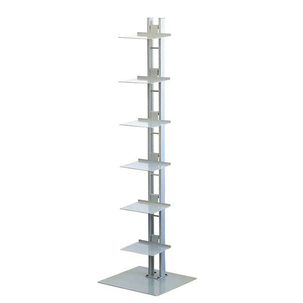 タワーシェルフ/収納棚 〔シルバー〕 幅35cm×奥行33cm×高さ130cm 日本製 スチール製 棚板6枚付き 『シャトー』 【北海道・沖縄・離島配送不可】