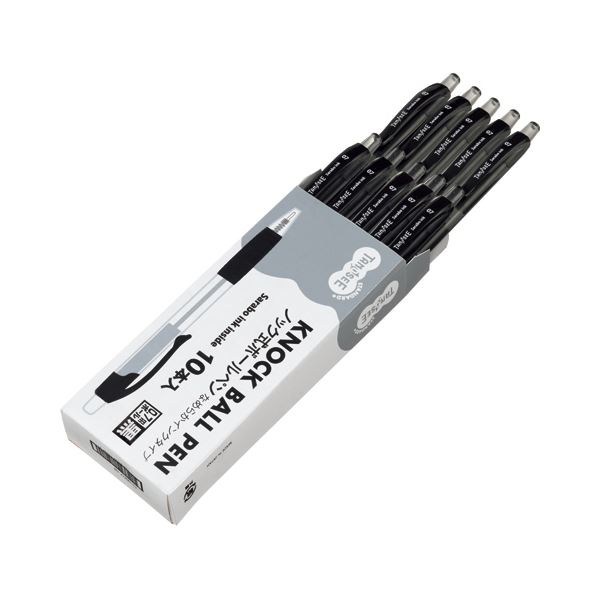 (まとめ)TANOSEE ノック式油性ボールペン(なめらかインク) 0.7mm 赤 (軸色：クリア) 1(50本) (×3) まとめ) TANOSEE ノック式油性ボールペン（なめらかインク） 細字 0.7