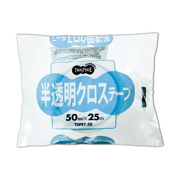 まとめ) TANOSEE 半透明クロステープ 50mm×25m 1巻 〔×30セット〕の