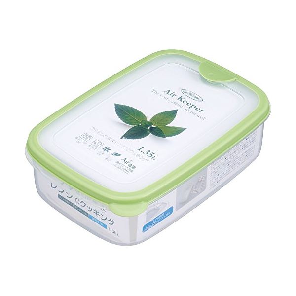(まとめ) エアキーパー フードケース/保存容器 〔ソフトグリーン Lサイズ 1350ml〕 抗菌効果 食洗機可 〔×60個セット〕 【北海道・沖縄・離島配送不可】